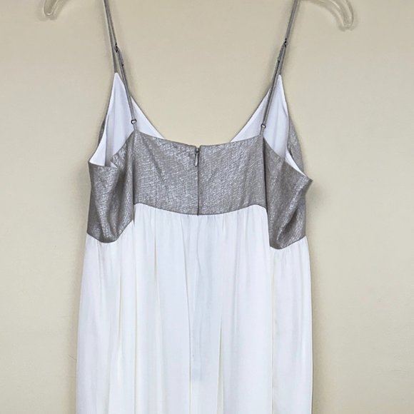 L'AGENCE OFF WHITE SILK WITH SILVER TOP MAXI DRESS - Picture 5 of 8